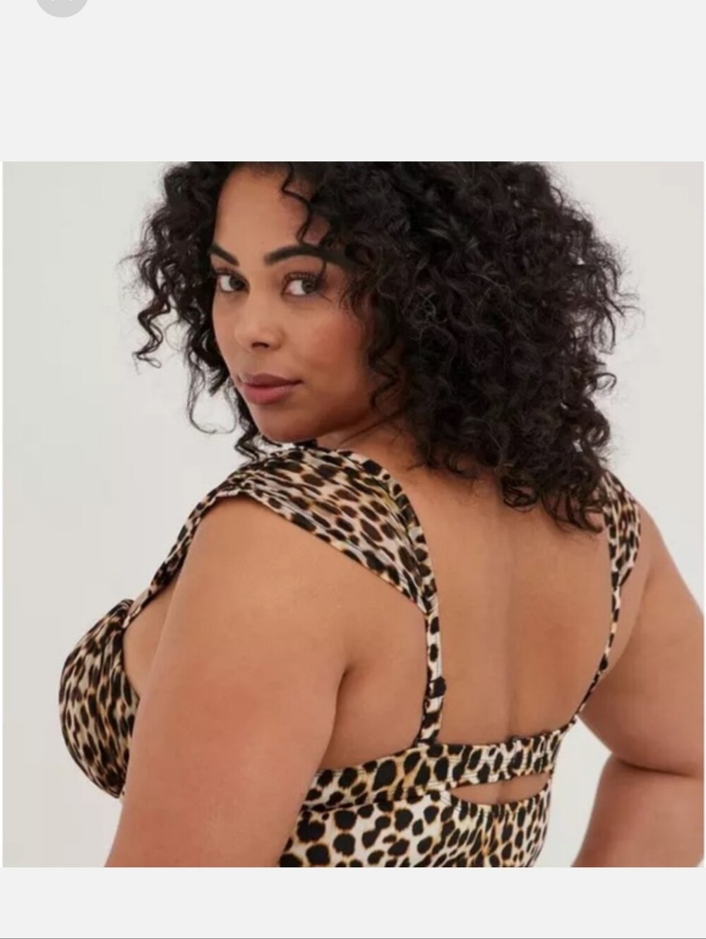 1 DD/DDDTorrid Leopard Print Longline Bikini Top - Black, Brown, Cream - Picture 4 of 10